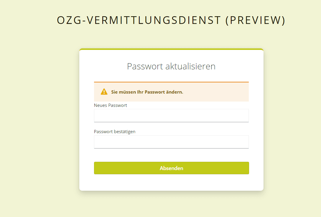 PAsswort aktualisieren